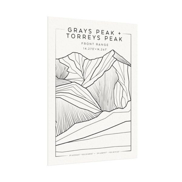 Colorado 14ers: GRAYS PEAK + TORREYS PEAK: Textured Watercolor Matte Posters - Image 3