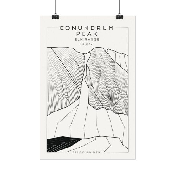 Colorado 14ers: CONUNDRUM PEAK: Textured Watercolor Matte Posters - Image 6