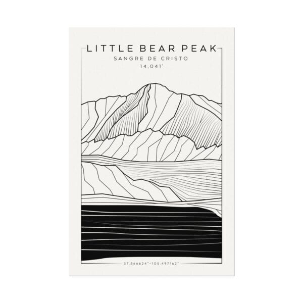 Colorado 14ers: LITTLE BEAR PEAK: Textured Watercolor Matte Posters - Image 5