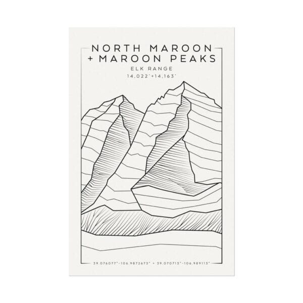 Colorado 14ers: NORTH MAROON PEAK + MAROON PEAK: Textured Watercolor Matte Posters - Image 5