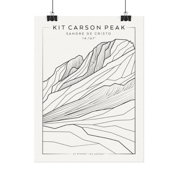 Colorado 14ers: KIT CARSON PEAK: Textured Watercolor Matte Posters - Image 2