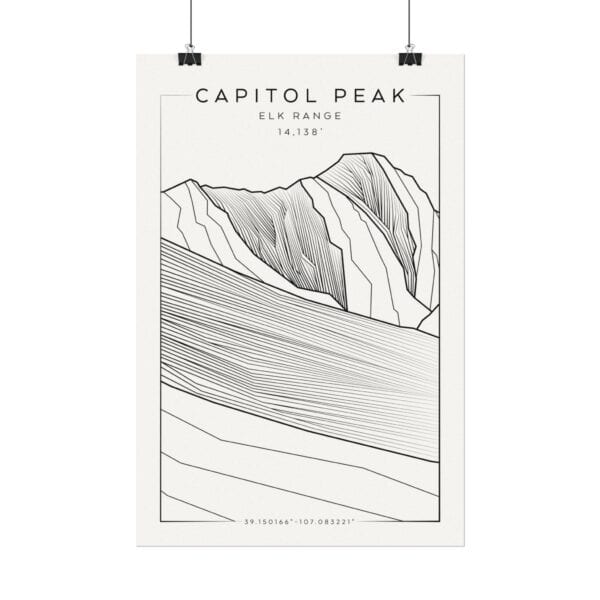 Colorado 14ers: CAPITOL PEAK: Textured Watercolor Matte Posters - Image 6