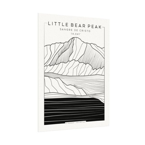 Colorado 14ers: LITTLE BEAR PEAK: Textured Watercolor Matte Posters - Image 3