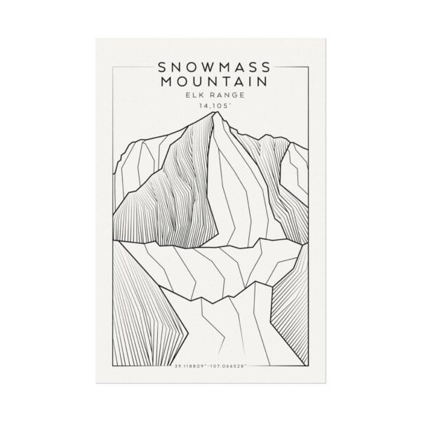 Colorado 14ers: SNOWMASS MOUNTAIN: Textured Watercolor Matte Posters - Image 5