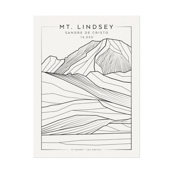 Colorado 14ers: MT. LINDSEY: Textured Watercolor Matte Posters