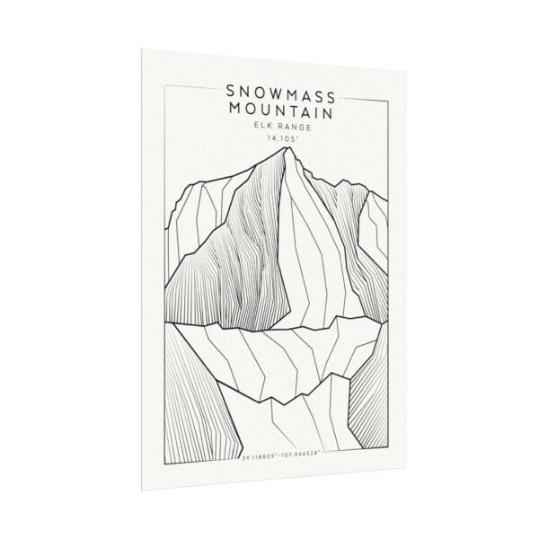 Colorado 14ers: SNOWMASS MOUNTAIN: Textured Watercolor Matte Posters - Image 3