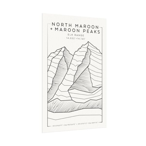 Colorado 14ers: NORTH MAROON PEAK + MAROON PEAK: Textured Watercolor Matte Posters - Image 7