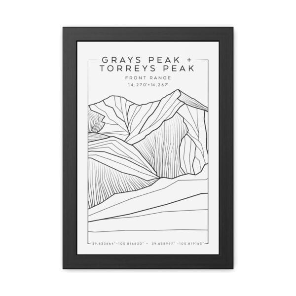Colorado 14ers: GRAYS PEAK + TORREYS PEAK: Framed Poster