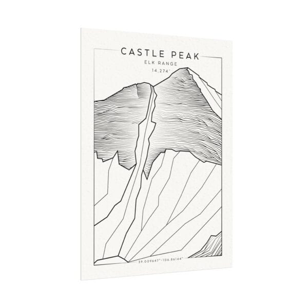 Colorado 14ers: CASTLE PEAK: Textured Watercolor Matte Posters - Image 3