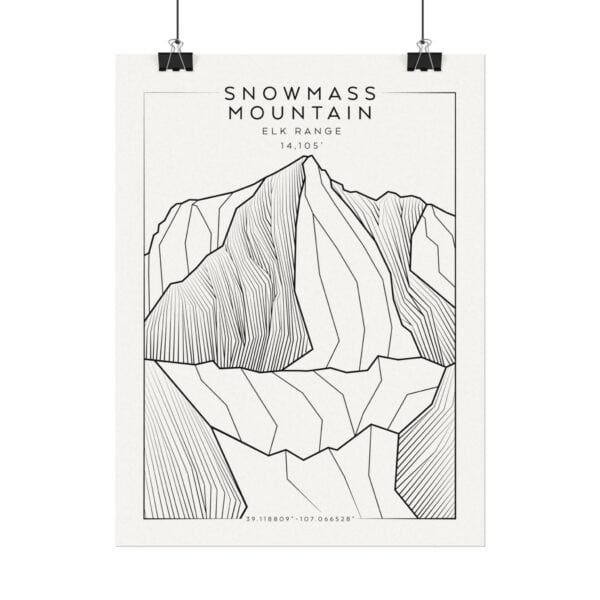 Colorado 14ers: SNOWMASS MOUNTAIN: Textured Watercolor Matte Posters - Image 2