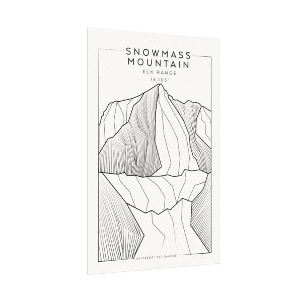 Colorado 14ers: SNOWMASS MOUNTAIN: Textured Watercolor Matte Posters - Image 7