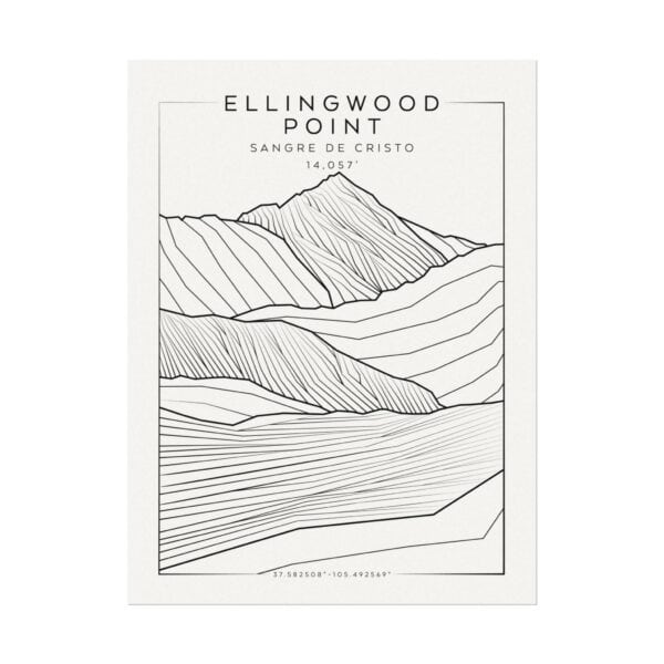 Colorado 14ers: ELLINGWOOD POINT: Textured Watercolor Matte Posters