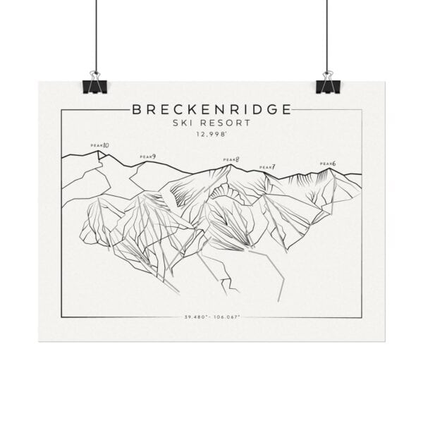 Colorado Ski Mountains: BRECKENRIDGE: Textured Watercolor Matte Posters - Image 2