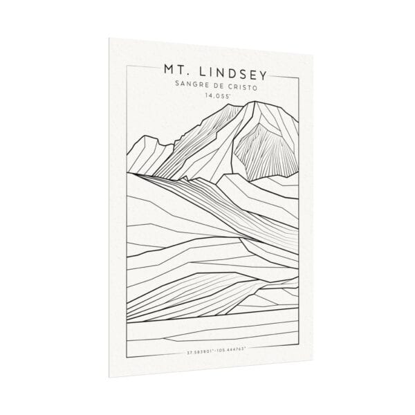 Colorado 14ers: MT. LINDSEY: Textured Watercolor Matte Posters - Image 3