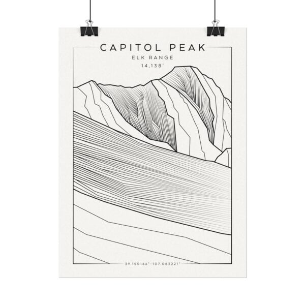 Colorado 14ers: CAPITOL PEAK: Textured Watercolor Matte Posters - Image 2