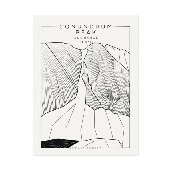 Colorado 14ers: CONUNDRUM PEAK: Textured Watercolor Matte Posters