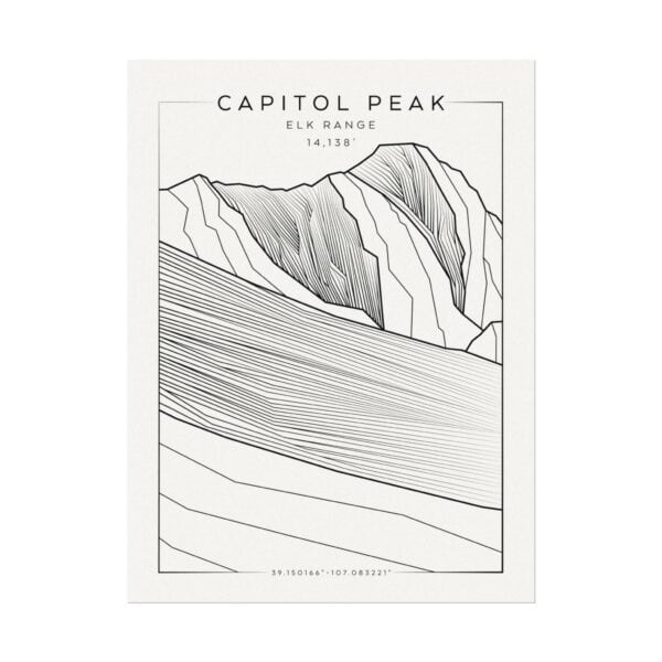 Colorado 14ers: CAPITOL PEAK: Textured Watercolor Matte Posters