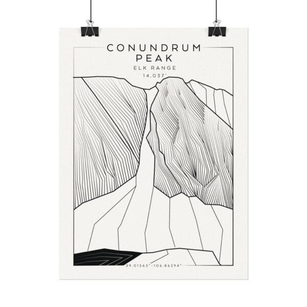 Colorado 14ers: CONUNDRUM PEAK: Textured Watercolor Matte Posters - Image 2