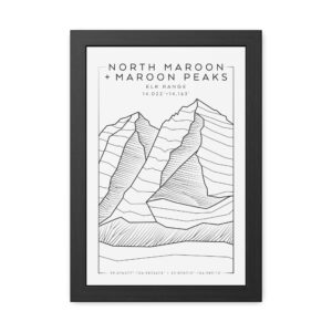 Colorado 14ers: NORTH MAROON PEAK + MAROON PEAK: Framed Poster