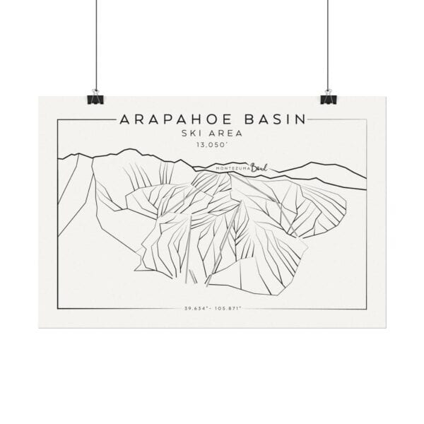 Colorado Ski Mountains: ARAPAHOE BASIN: Textured Watercolor Matte Posters - Image 5