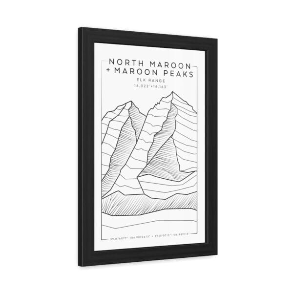 Colorado 14ers: NORTH MAROON PEAK + MAROON PEAK: Framed Poster - Image 2