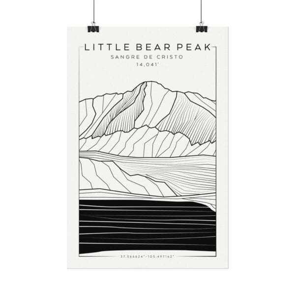 Colorado 14ers: LITTLE BEAR PEAK: Textured Watercolor Matte Posters - Image 6