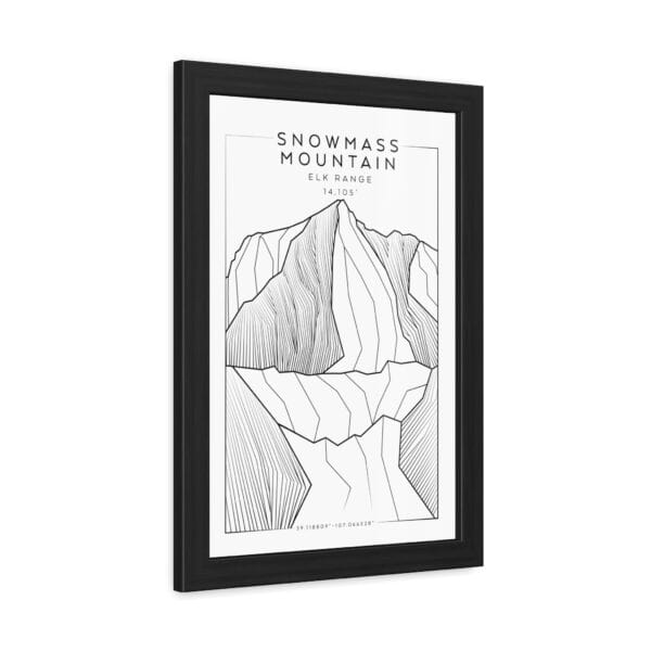 Colorado 14ers: SNOWMASS MOUNTAIN: Framed Poster - Image 2