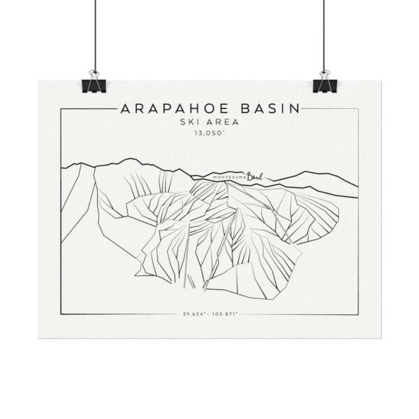 Colorado Ski Mountains: ARAPAHOE BASIN: Textured Watercolor Matte Posters - Image 2