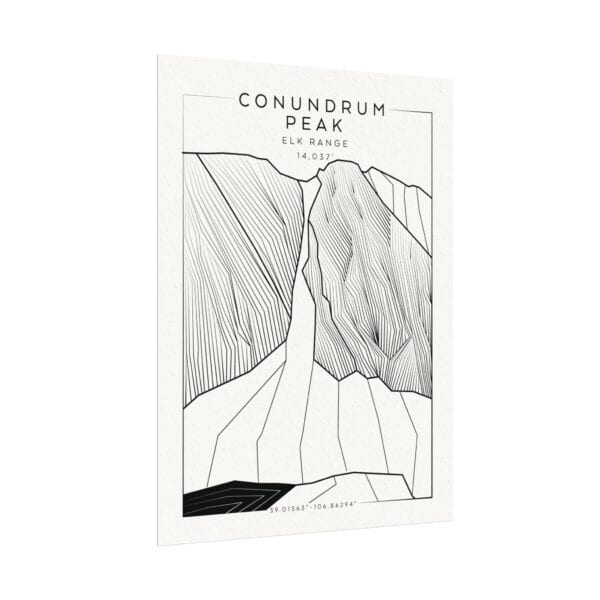 Colorado 14ers: CONUNDRUM PEAK: Textured Watercolor Matte Posters - Image 3