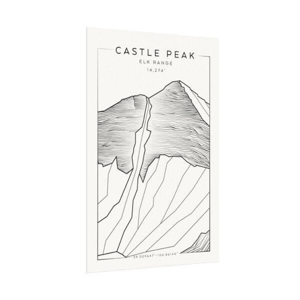 Colorado 14ers: CASTLE PEAK: Textured Watercolor Matte Posters - Image 7