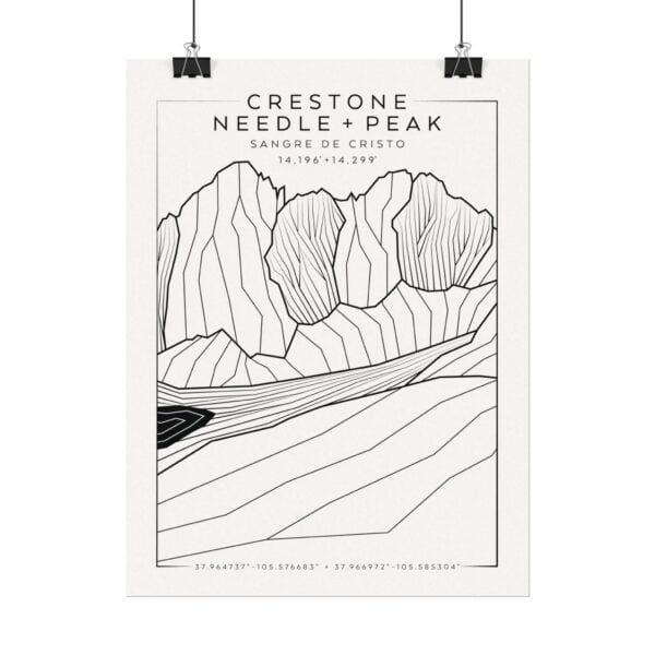 Colorado 14ers: CRESTONE NEEDLE + CRESTONE PEAK: Textured Watercolor Matte Posters - Image 2