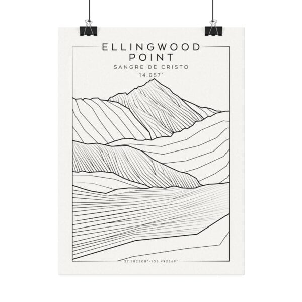 Colorado 14ers: ELLINGWOOD POINT: Textured Watercolor Matte Posters - Image 2