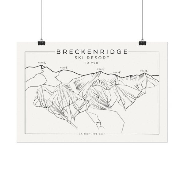 Colorado Ski Mountains: BRECKENRIDGE: Textured Watercolor Matte Posters - Image 5