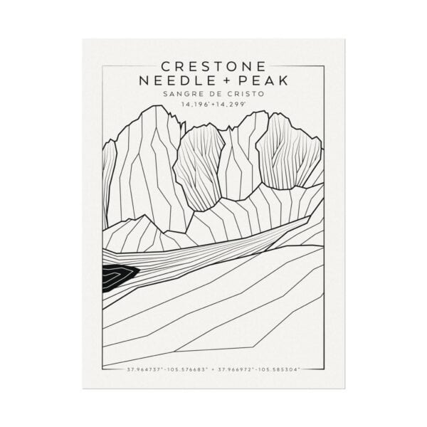 Colorado 14ers: CRESTONE NEEDLE + CRESTONE PEAK: Textured Watercolor Matte Posters