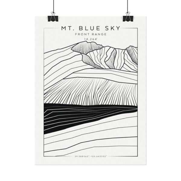 Colorado 14ers: MT. BLUE SKY: Textured Watercolor Matte Posters - Image 2