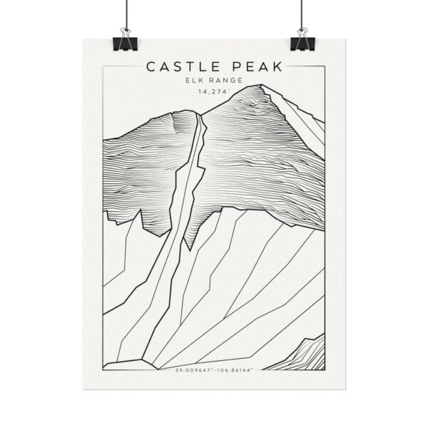 Colorado 14ers: CASTLE PEAK: Textured Watercolor Matte Posters - Image 2