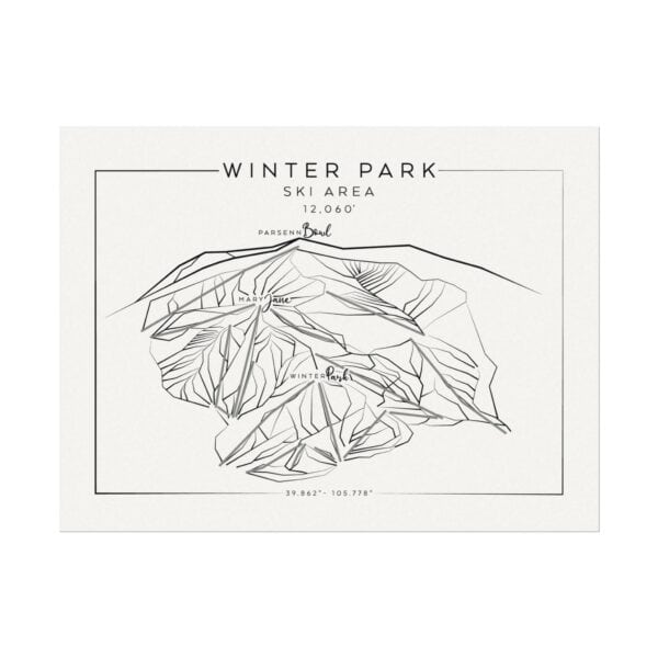 Colorado Ski Mountains: WINTER PARK: Textured Watercolor Matte Posters