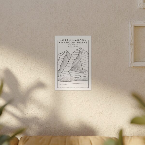 Colorado 14ers: NORTH MAROON PEAK + MAROON PEAK: Textured Watercolor Matte Posters - Image 8