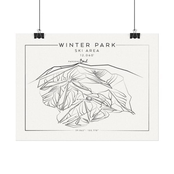 Colorado Ski Mountains: WINTER PARK: Textured Watercolor Matte Posters - Image 2