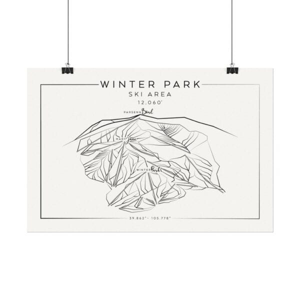 Colorado Ski Mountains: WINTER PARK: Textured Watercolor Matte Posters - Image 5