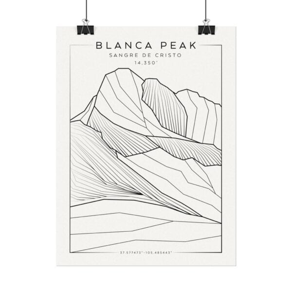 Colorado 14ers: BLANCA PEAK: Textured Watercolor Matte Posters - Image 2