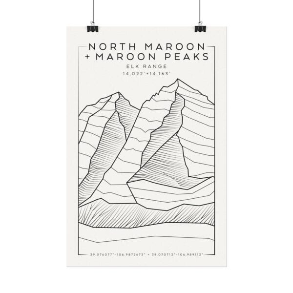 Colorado 14ers: NORTH MAROON PEAK + MAROON PEAK: Textured Watercolor Matte Posters - Image 6