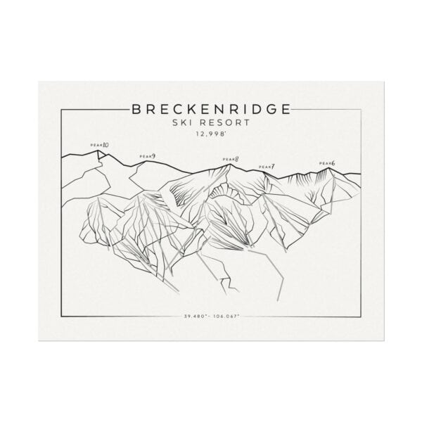 Colorado Ski Mountains: BRECKENRIDGE: Textured Watercolor Matte Posters
