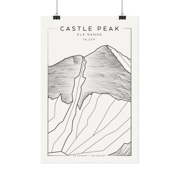 Colorado 14ers: CASTLE PEAK: Textured Watercolor Matte Posters - Image 6