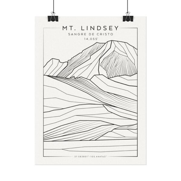Colorado 14ers: MT. LINDSEY: Textured Watercolor Matte Posters - Image 2
