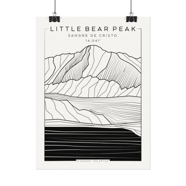 Colorado 14ers: LITTLE BEAR PEAK: Textured Watercolor Matte Posters - Image 2