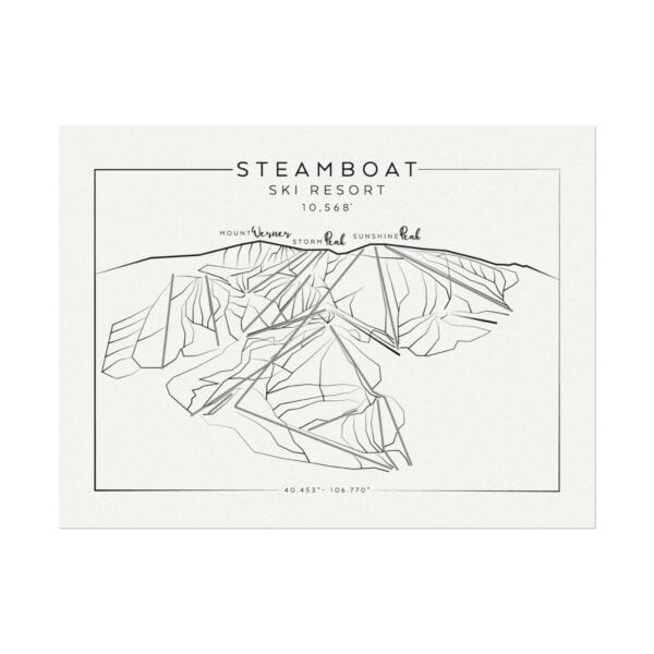Colorado Ski Mountains: STEAMBOAT: Textured Watercolor Matte Posters