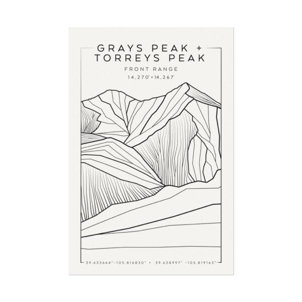 Colorado 14ers: GRAYS PEAK + TORREYS PEAK: Textured Watercolor Matte Posters - Image 5