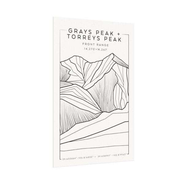 Colorado 14ers: GRAYS PEAK + TORREYS PEAK: Textured Watercolor Matte Posters - Image 7