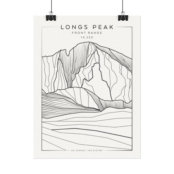 Colorado 14ers: LONGS PEAK: Textured Watercolor Matte Posters - Image 2
